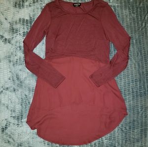 Burgundy long sleeve tunic top from bebe size XS